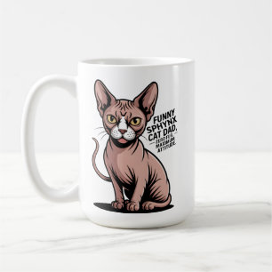 Taza De Café Arte vectorial divertido del gato Sphynx papá