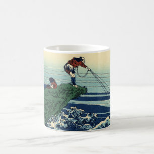 Taza De Café Arte vintage de Hokusai pescador de Kajikazawa