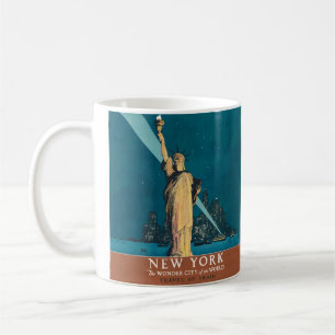 Taza De Café Arte vintage de la Estatua de la Libertad de la ci