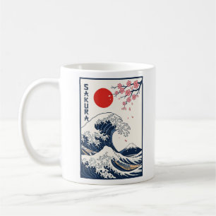 Taza De Café Arte vintage japonés de la Gran Ola Flor de Cerezo