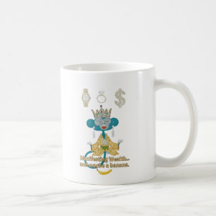 Taza De Café Arte zen del mono que manifiesta riqueza