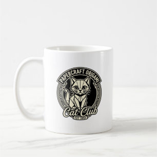 Taza De Café Artesanía en Papel Origami Gato Divertido Gráfico