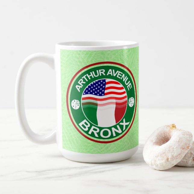 Taza De Café Arthur Ave Bronx Mug Italiano Estadounidense (Con donut)
