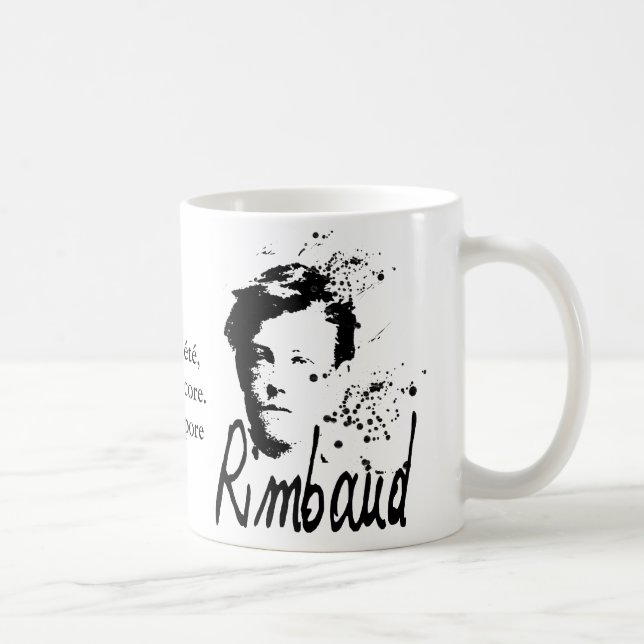 Taza De Café Arthur Rimbaud Bonne Pensée du Matin Poem (Derecha)