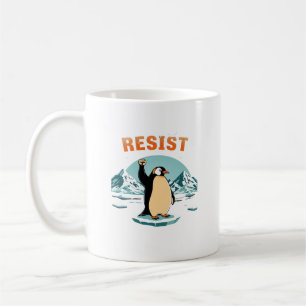 Taza De Café Ártico de la Vintage gráfico Pingüino Resista