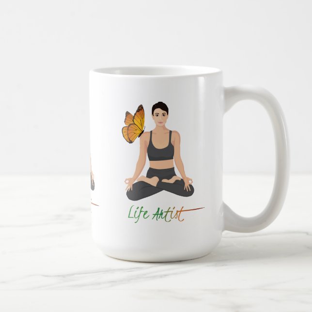 Taza De Café Artista Cute Life Cita Inspiración de yoga estilo  (Derecha)
