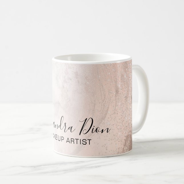 Taza De Café Artista de maquillaje de mármol purpurina de cobre (Anverso derecho)
