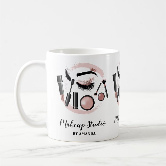 Taza De Café Artista de maquillaje latigazos Mascara Lipstick R (Izquierda)