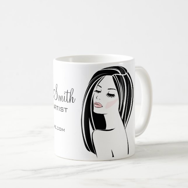 Taza De Café Artista de maquillaje Mujer Enfrenta largas pestañ (Anverso derecho)