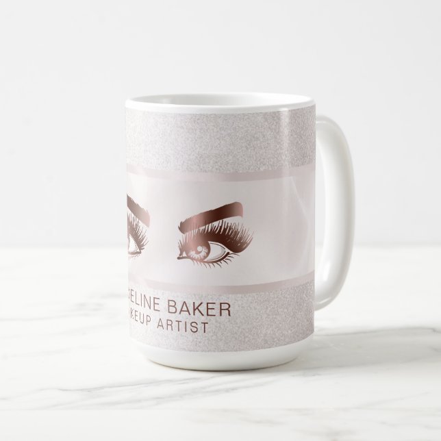 Taza De Café Artista de maquillaje Ojos de ceja azotes Rosa Oro (Anverso derecho)