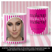 Artista de Maquillaje Retro en Rosa y Blanco con R