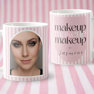 Taza De Café Artista de Maquillaje Retro Negrita Rayas Blancas 