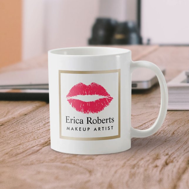 Taza De Café Artista de maquillaje Rojo Lips Salón de Belleza M (Subido por el creador)