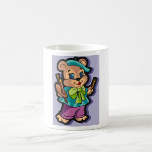 Taza De Café Artista de osito de peluche con boina y pinceles