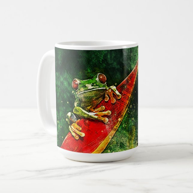 Taza De Café Artista de rana de árbol de Costa Rica con ojos ro (Anverso izquierdo)