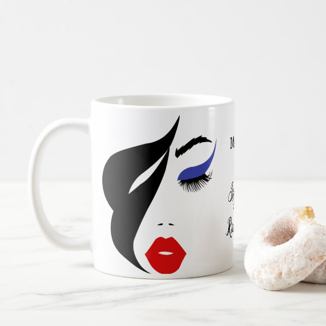 Taza De Café Artista Elegante Y Feminista De Maquillaje (Con donut)