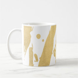 Taza De Café Artista moderno Resumen Faux Gold Brushstrokes Cof