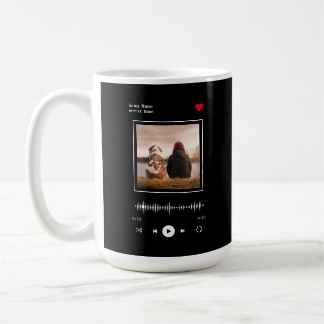 Taza De Café Artista musical y canción foto personalizada (Izquierda)