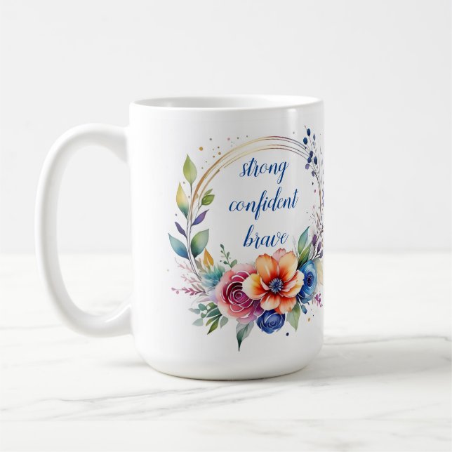 Taza De Café Artistic Ceramic Floral Inspirational Mug  (Izquierda)