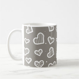 Taza De Café Artistic Hearts Seamless Pattern - Grey Background