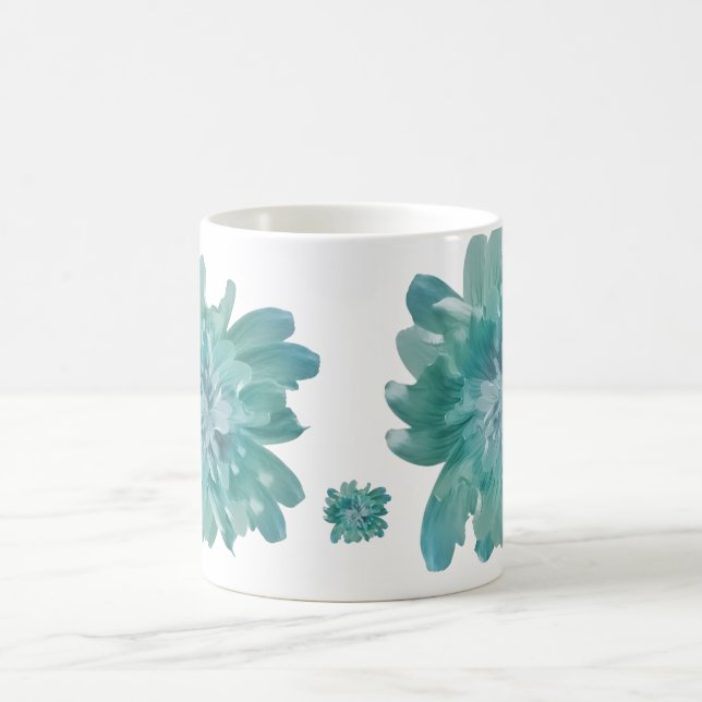 Taza De Café Artistic Teal Blossom High-Definition Floral Ceram (Centro)