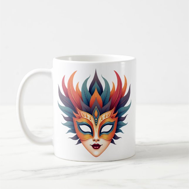 Taza de café artística con máscara de carnaval (Izquierda)