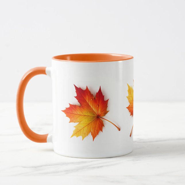 Taza de café artística de hoja de arce de otoño co (Izquierda)