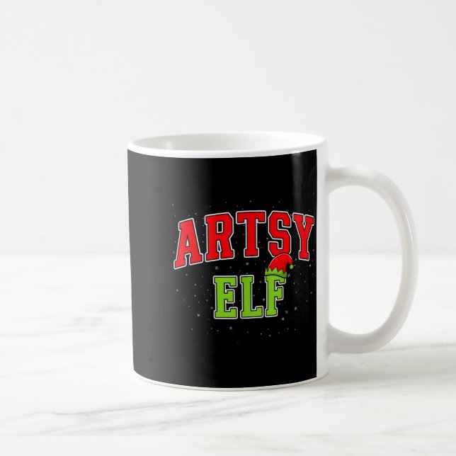 Taza De Café Artsy Elf Christmas Family Matching Group Xmas Act (Derecha)