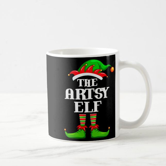 Taza De Café Artsy Elf Matching Family Group Christmas Party Py (Derecha)
