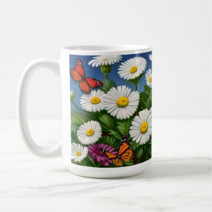 Taza De Café Artsy Fun Daisies And Butterflies