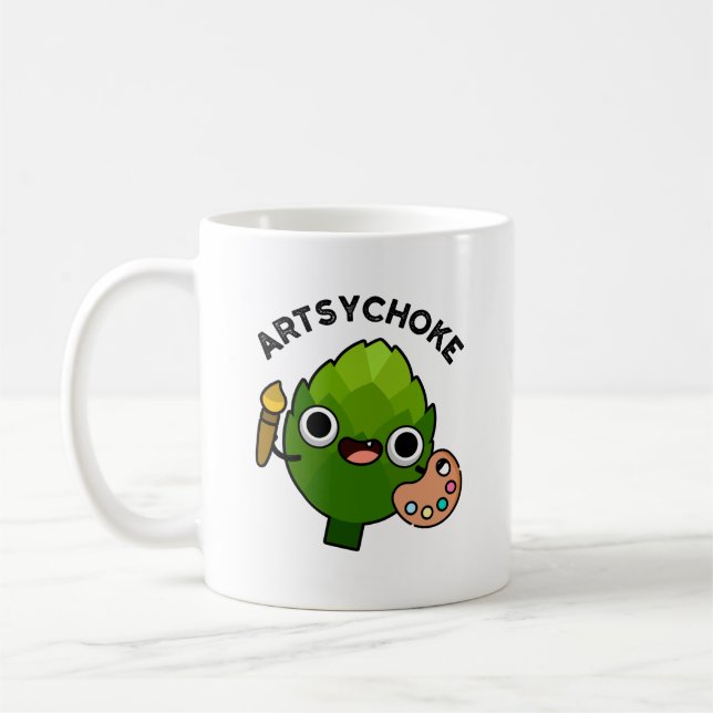 Taza De Café Artsychoke Funny Veggie Artichoke Pun (Izquierda)