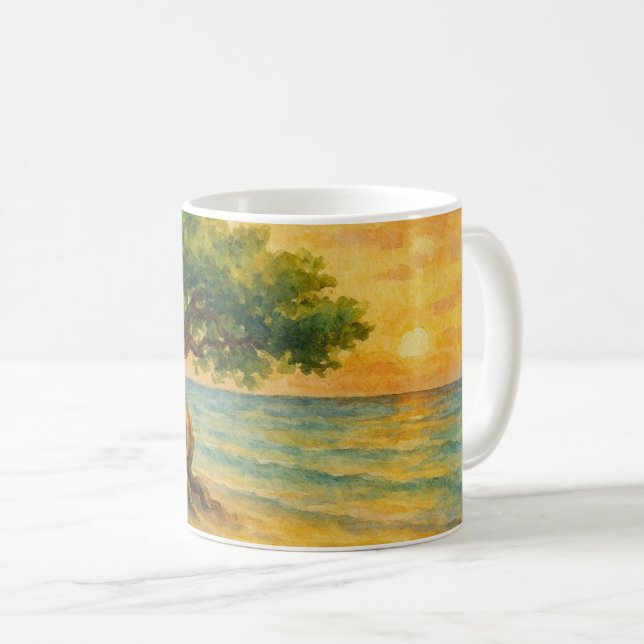 Taza De Café Aruba Eagle Beach Divi Tree Golden Hour (Anverso derecho)