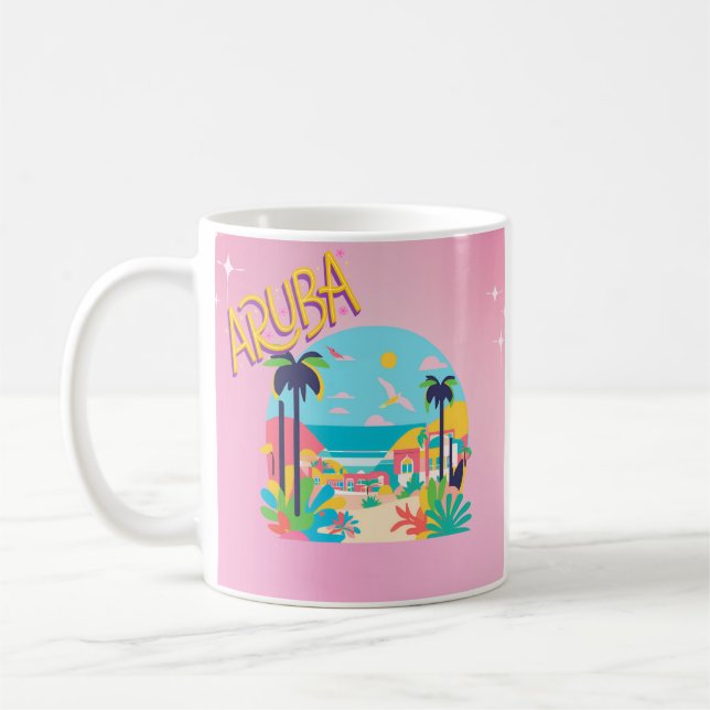 Taza De Café Aruba rosa Deslumbramiento tropical (Izquierda)