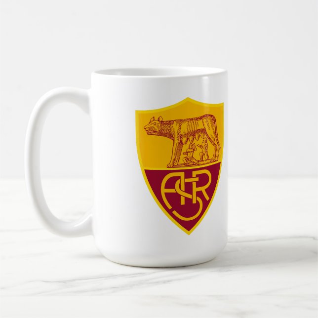 Taza De Café AS Roma Shield Vinyl Sticker – Maroon & Gold Footb (Izquierda)