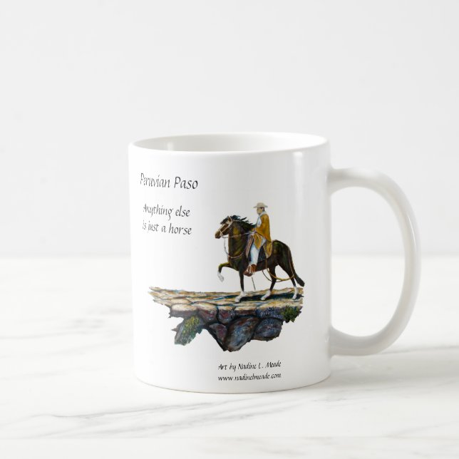 Taza De Café Asalte, caballo de Paso y jinete peruanos en (Derecha)