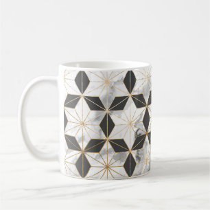 Taza De Café Asanoha japonesa: Patrón de mármol dorado.