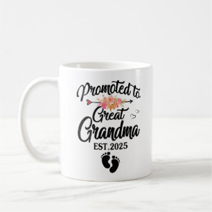Taza De Café Ascendida a Bisabuela est 2025 Floral Vintage