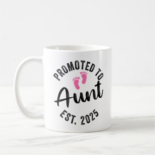 Taza De Café Ascendida a Tía 2025 Primera Vez Nueva Tía 2025
