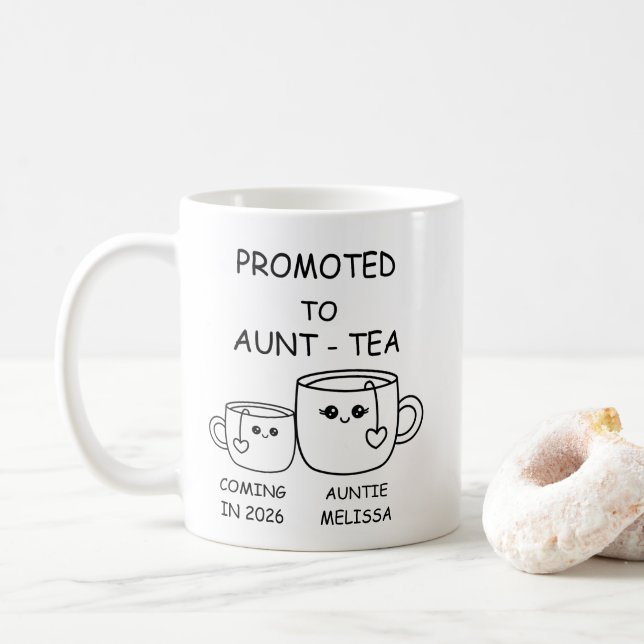 Taza De Café Ascendida a Tía-tea,  divertida nueva tía (Con donut)