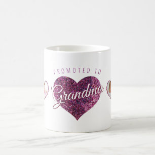 Taza De Café Ascendido a foto rosa de brillo falso de abuela