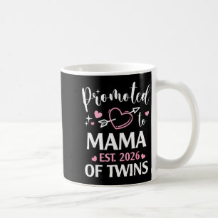 Taza De Café Ascendido a mamá de gemelos est 2026 flecha corazó