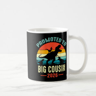 Taza De Café Ascendido a primo mayor 2026 dinosaurio t-rex niño