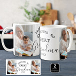 Taza De Café Ascendido al Collage de fotos de la Gran Abuela 2<br><div class="desc">Promocionado a la Gran Abuela Mug personalizado con 2 fotos y año establecido. Hace un regalo único para el Día de la Madre,  las vacaciones de los abuelos y el cumpleaños de la abuela.</div>
