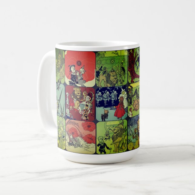 Taza De Café Asistente de Collage de Ilustraciones de Oz | (Anverso izquierdo)