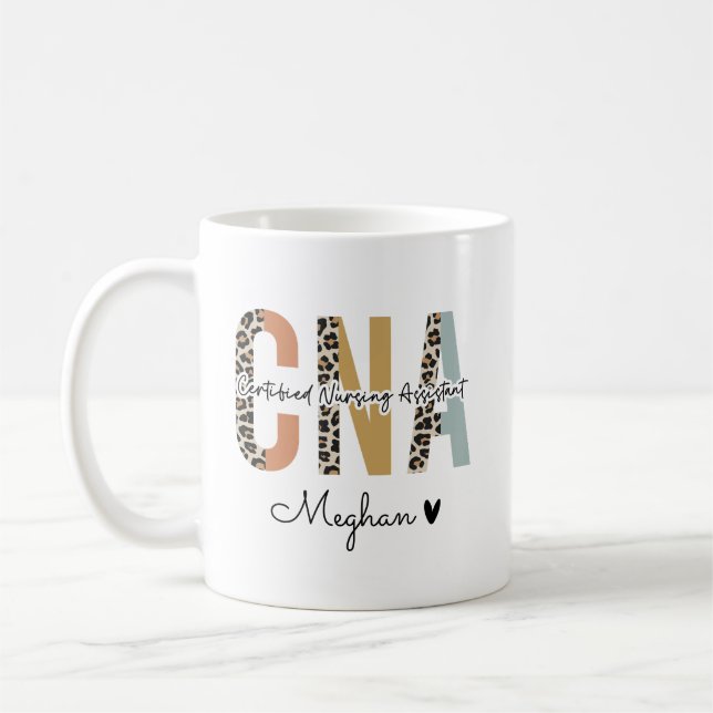 Taza De Café Asistente de Enfermería certificado Leopard CNA Nu (Izquierda)