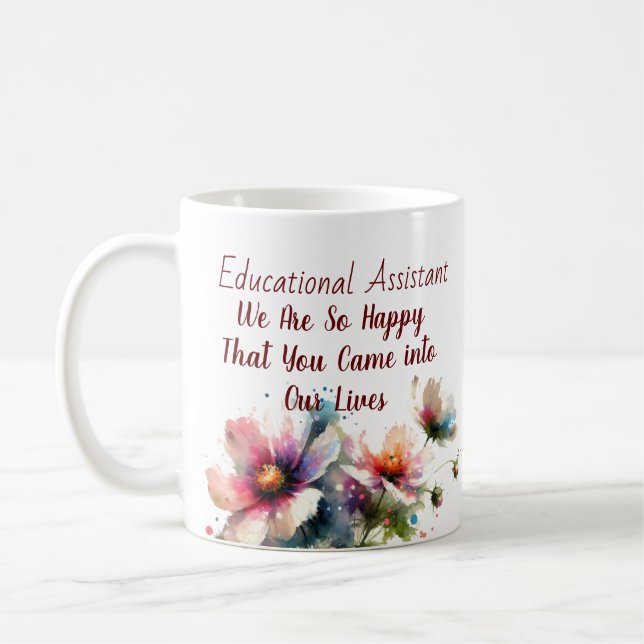 Taza De Café Asistente de Personalización/ Educación /Floral (Izquierda)