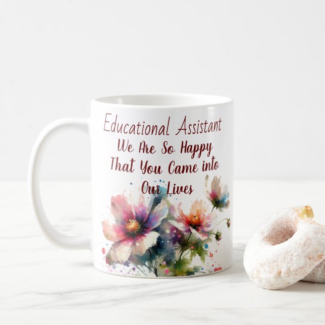 Taza De Café Asistente de personalización/educación/Flores Mode (Con donut)