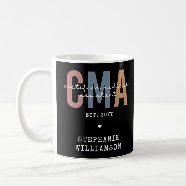 Taza De Café Asistente Médico Certificado por personalizado CMA (Izquierda)