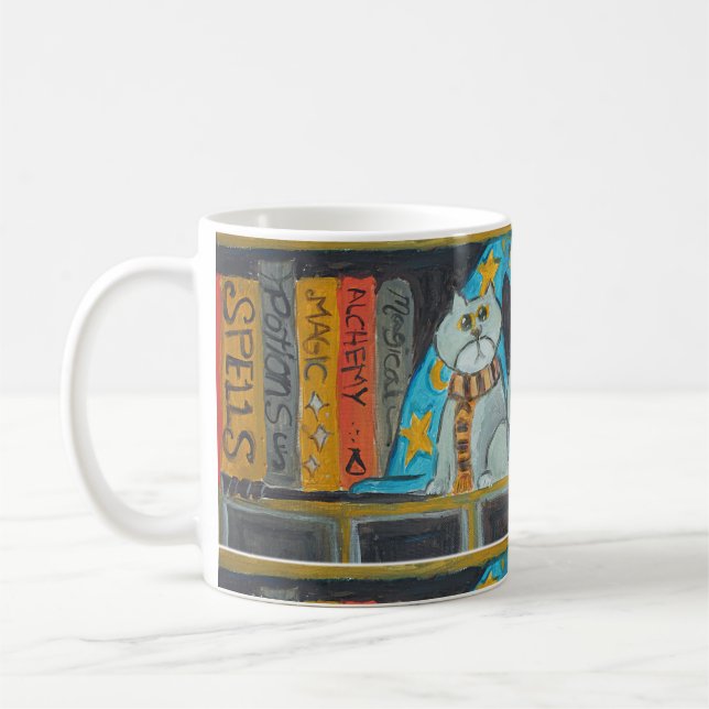 Taza De Café Asistente para diversiones mágicas Pintura de gato (Izquierda)
