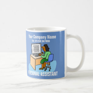 Taza De Café Asistente personal de origen asiático en computado